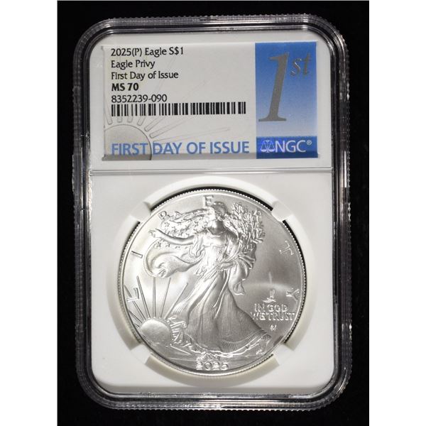 2025 (P) AMERICAN SILVER EAGLE NGC MS70 EP FDI