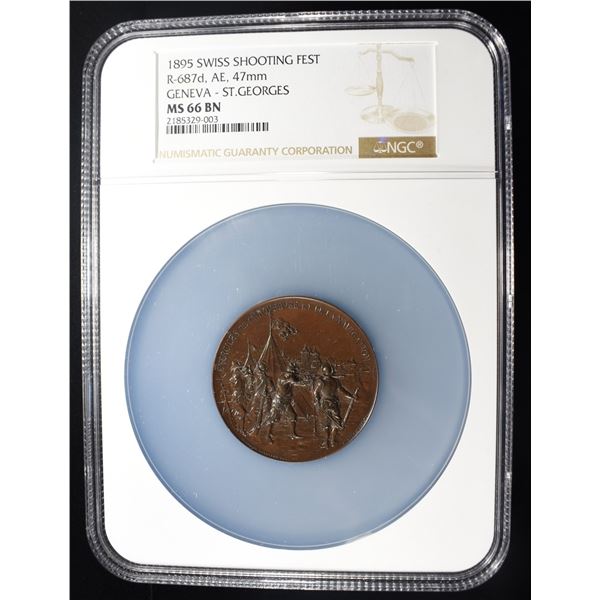 1895 SWISS SHOOTING FEST GENEVA NGC MS-66 BN