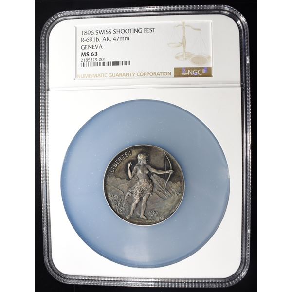 1896 SWISS SHOOTING FEST SILVER GENEVA NGC MS-63