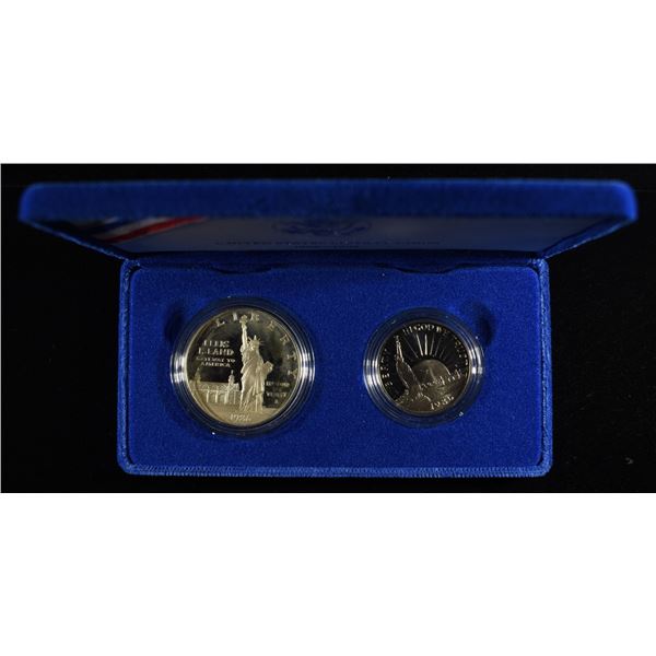 1987-S COMMEM STATUE OF LIBERTY SET  2 COINS