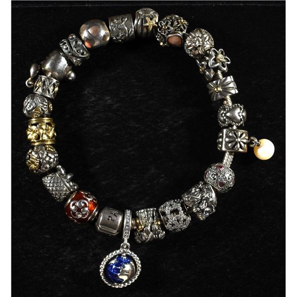 PANDORA STERLING SILVER CHARM BRACELET