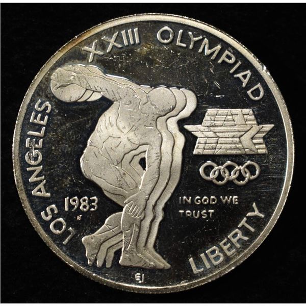 1983-S $1 COMMEM XXIII OLYMPIAD PROOF CRACKED CASE