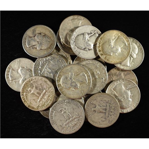 (20) 90% SILVER WASHINGTON QUARTERS
