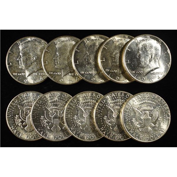 (10) KENNEDY HALF DOLLARS 90% SILVER