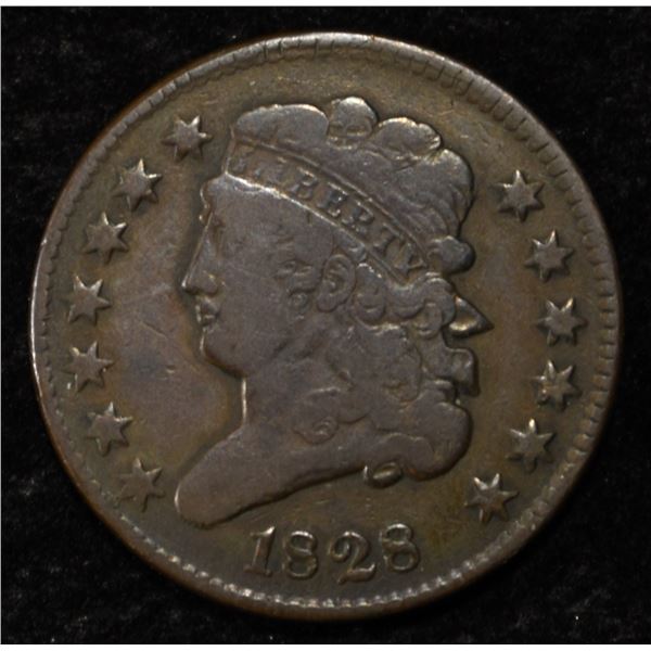 1828 HALF CENT FINE
