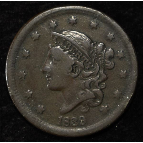 1839 LARGE CENT VF