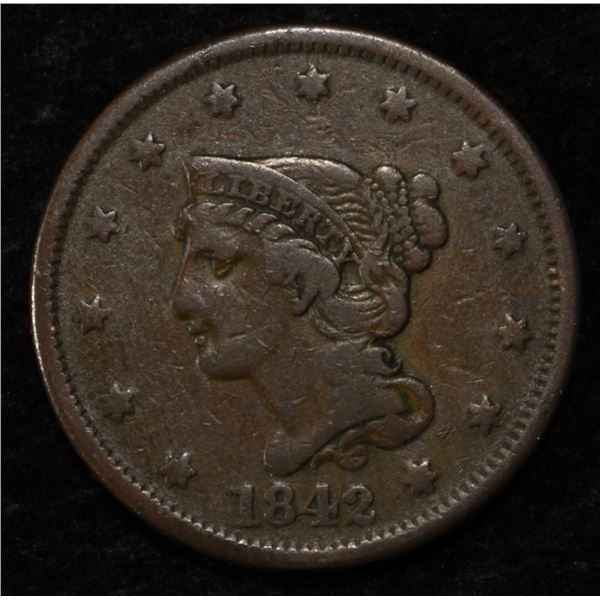 1842 LARGE DATE LARGE CENT VF