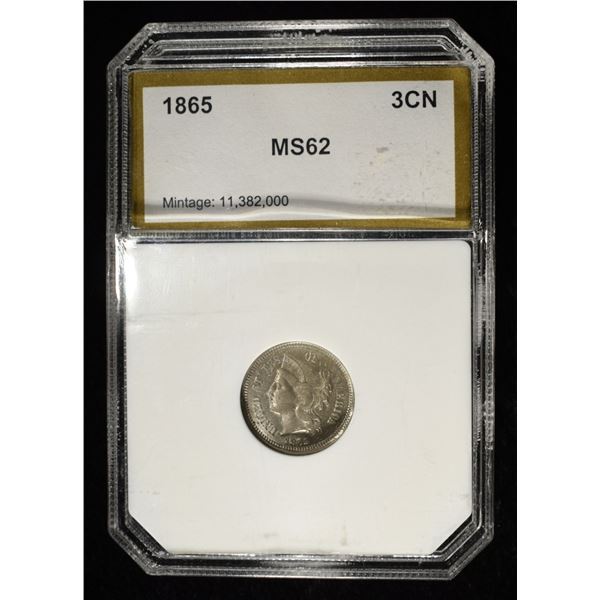 1865 3 CENT NICKEL PCI CH BU