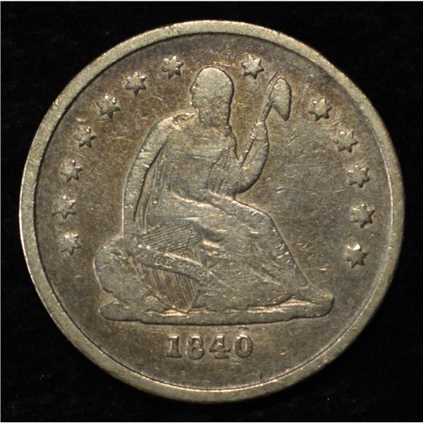 1840-O NO DRAPERY SEATED LIBERTY QUARTER FINE
