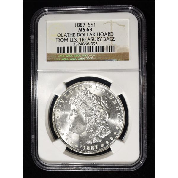 1887 MORGAN DOLLAR NGC MS-63 OLATHE HOARD