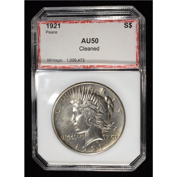 1921 PEACE DOLLAR PCI AU CLEANED
