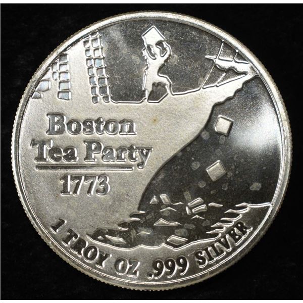 BOSTON TEA PARTY 1 OZ .999 SILVER ROUND