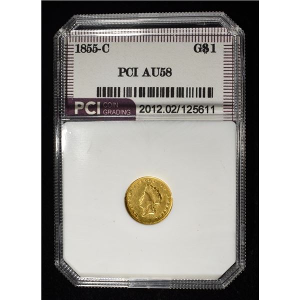 1855-C $1 GOLD T2 PCI AU/BU