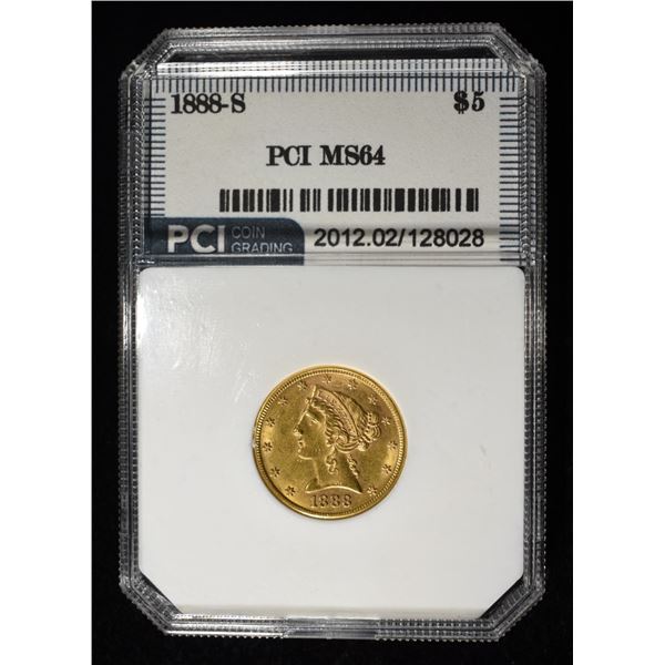 1888-S $5 GOLD LIBERTY PCI CH/GEM BU