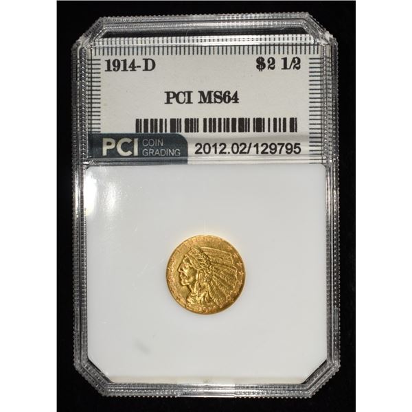 1914-D $2.5 INDIAN GOLD PCI CH/GEM BU