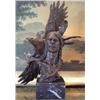 Image 1 : "NATIVE AMERICAN WITH EAGLE" BRONZE SCULPTURE