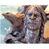 Image 2 : "NATIVE AMERICAN WITH EAGLE" BRONZE SCULPTURE