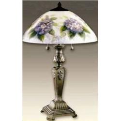 Tiffany Table Lamp w/Lilac Flowered Shade