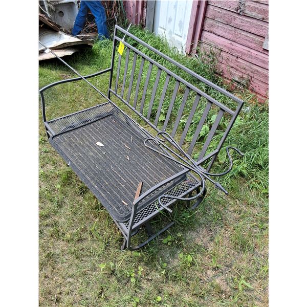 Metal Swinging Bench with Metal Plant Hanger