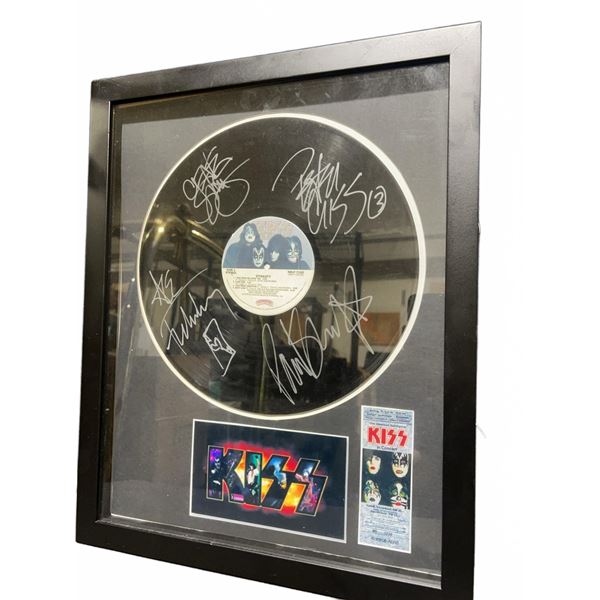 Framed Signed KISS Dynasty LP Display with Promo Photos