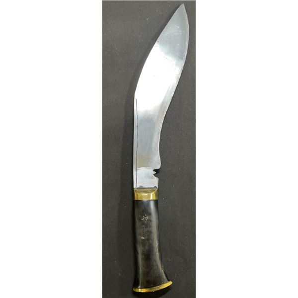 Traditional Kukri Knife with Horn Handle and Brass Accents