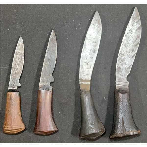 4 Hand-Forged Knives with Metal Flared Handles