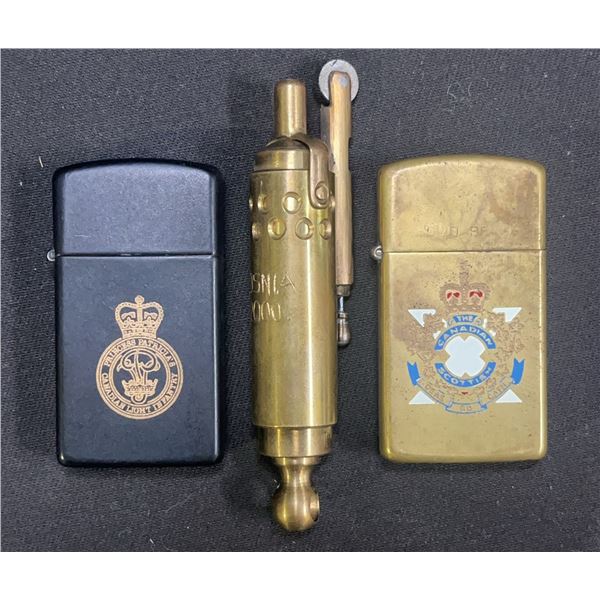 Three Military-Themed Lighters: Canadian Regiments & Bosnia 2000F