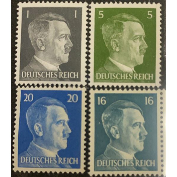4 Deutsches Reich Stamps Featuring Historical Figure