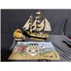 Image 5 : Wood Model Ship Gorch Fock and Harbourside Café Needlepoint Mat