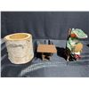 Image 1 : Miniature Doll With Wooden Chair, Table, and 4-Inch Birch Holder