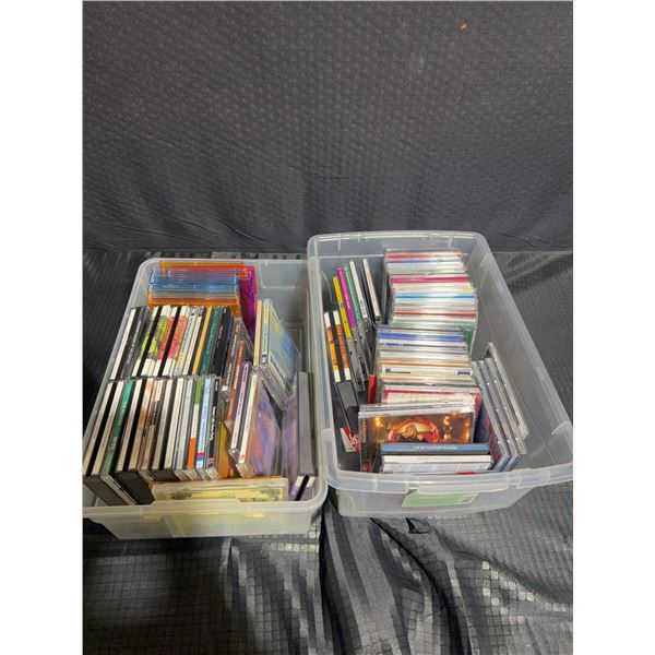 Music CDs in Plastic Storage Bins
