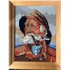 Image 1 : Framed Needlepoint Art of Bearded Sailor, 11x15.5”