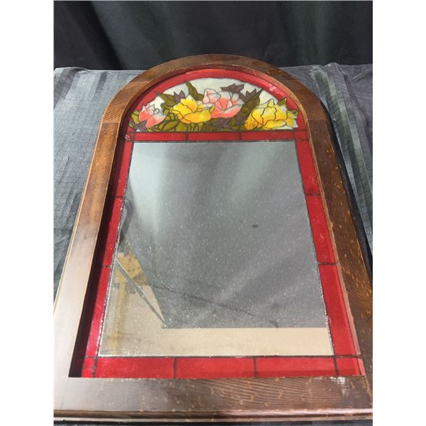 Aubergtique Tiffany Stained Glass Floral Mirror by Dareco