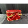 Image 1 : Red Plaid Metal Lunchbox Tin With Dual Handles