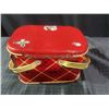 Image 3 : Red Plaid Metal Lunchbox Tin With Dual Handles