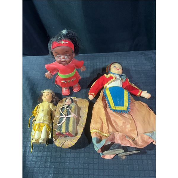 Set Of 4 Ethnic and Indigenous Souvenir Dolls