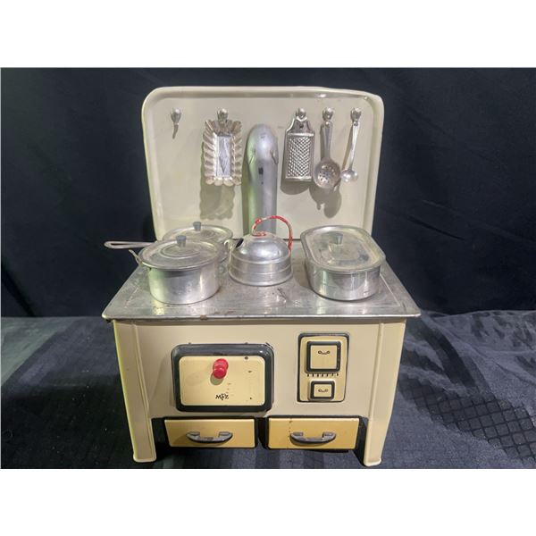 MFZ Tin Toy Kitchen Stove With Utensils and Pots