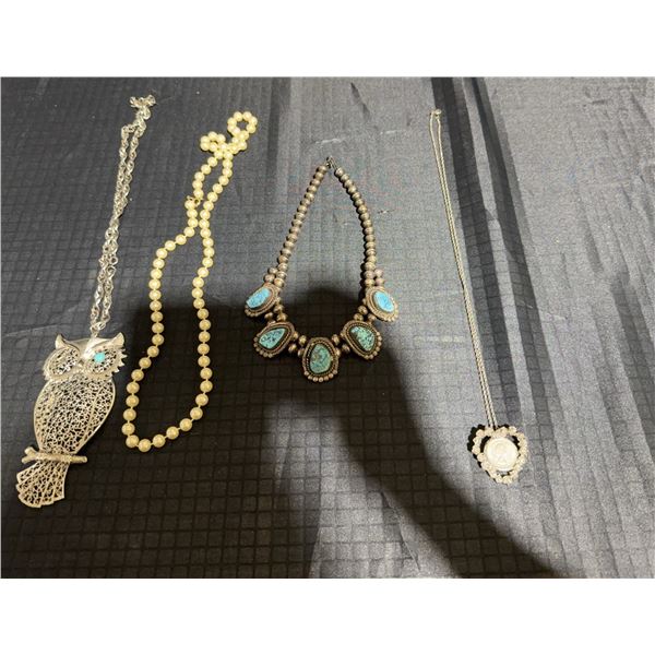 Costume Jewellery Necklaces with Turquoise and Pearl Strands