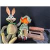 Image 1 : Lot: Wind-Up Bunny Toy, Porcelain Doll & Rustic Meat Tenderizer