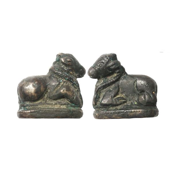 Seated Nandi Figurine, Copper,