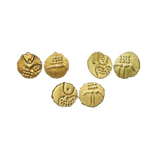 Vira Raya type, Anonymous issue (16th-18th Century AD), Gold Fanam, 0.40 gms