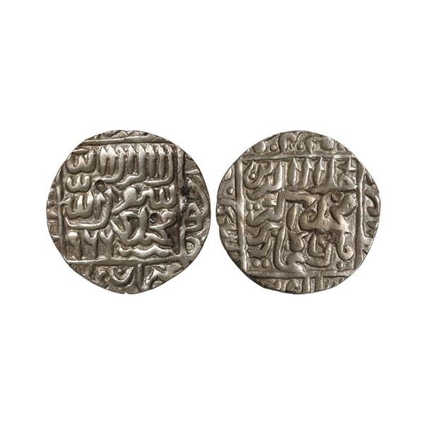 Akbar, Silver Rupee, 11.16 gm, AH 966, Kalima type. Mint is in margins on Rev and can'