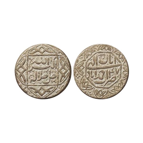 Akbar (1556-1605 AD), Silver Rupee, Ahmadabad mint, Aban, Ilahi 47, KM 94.2, 11.40g. Obv: