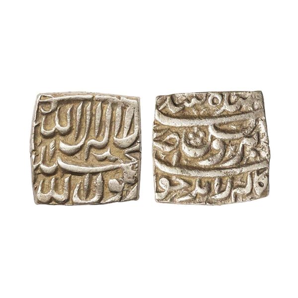 Mughal, Akbar (AH 963-1014, 1556-1605 AD), Silver Square Rupee, 11.23 gms. Akbar (AH 963-1