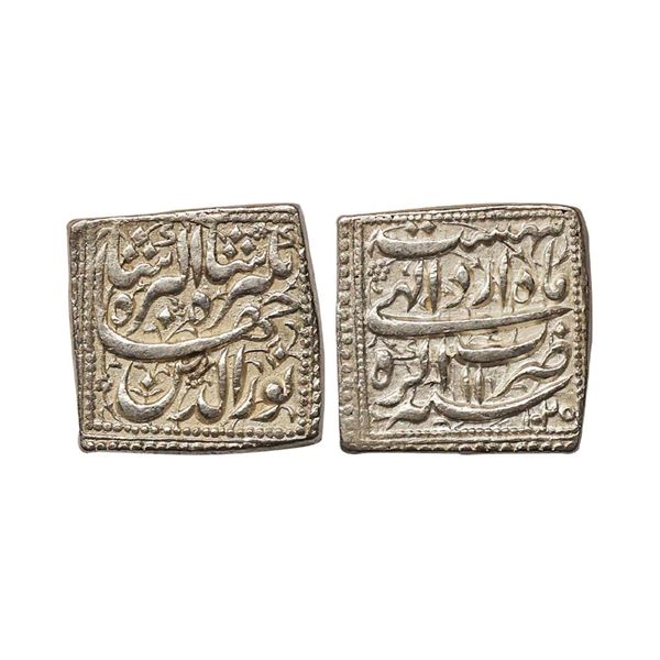 Jahangir (AH 1014-1037, 1605-1628 AD), Silver Square Rupee, 11.42 gms, Agra Mint, Ilahi Mo