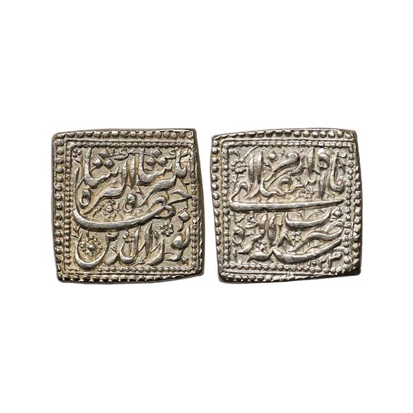 Jahangir (AH 1014-1037, 1605-1628 AD), Silver Square Rupee, 11.42 gms, Agra Mint, Ilahi Mo