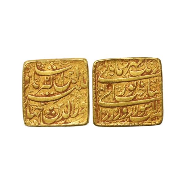 Jahangir (AH 1014-1037, 1605-1627 AD), Gold Square Heavy Mohur (20% heavy weight), 13.34gr