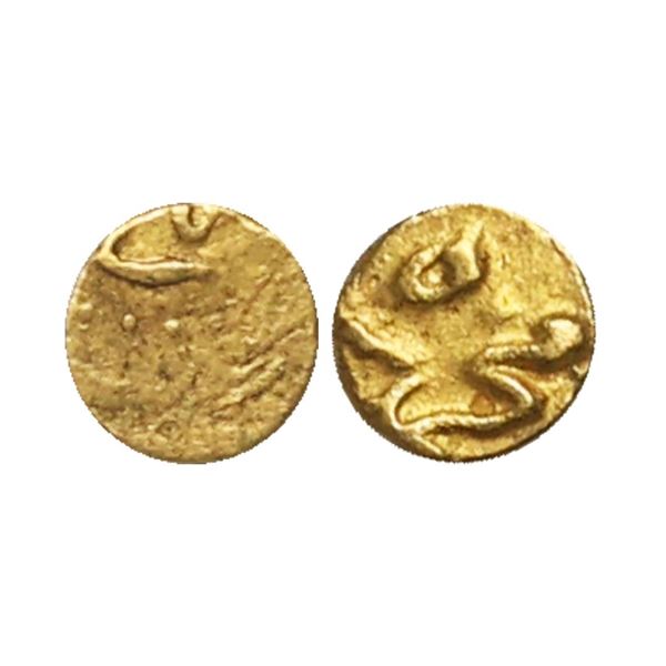 Muhammad Shah (AH 1131–1161, 1719–1748 AD), Gold Fanam, 0.21 gms. Muhammad Shah (AH 1131&#