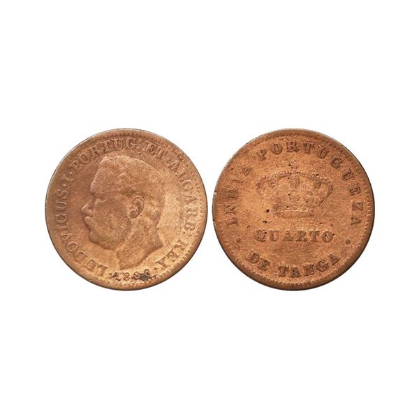 Portuguese India, D. Luís I (1861-1889) Copper ¼  Tanga, 6.18 gms