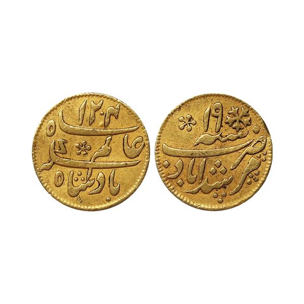 Bengal Presidency, INO Shah Alam II, Gold &amp; frac14; Mohur, 3.05 gms, Murshidabad Mint,
